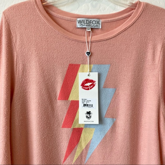 WILDFOX Tri Bolt Graphic Sweatshirt Guava Medium - Picture 4 of 6